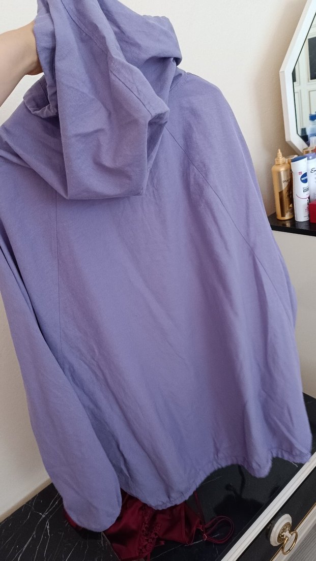 Mor Midi  Keten Ceket Yaka Detaylı - Görsel 3