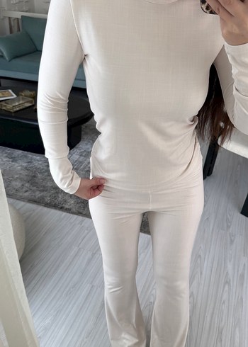 Beyaz Kadın Pamuklu Uzun Kollu Takım - Görsel 4