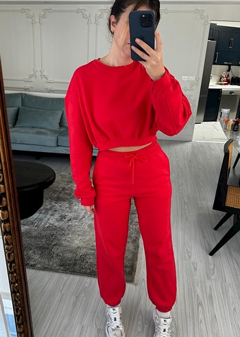 Kırmızı Kadın Rahat Kesim Eşofman Takımı - Görsel 3