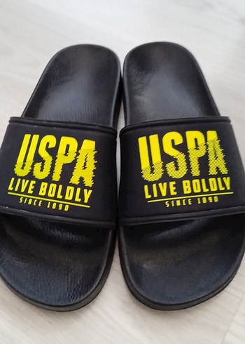 U.S Polo Assn. U.S. Polo Assn. Erkek Sarı Baskılı Terlik