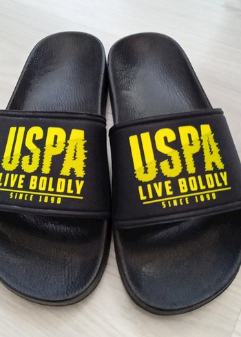 U.S. Polo Assn. Erkek Sarı Baskılı Terlik