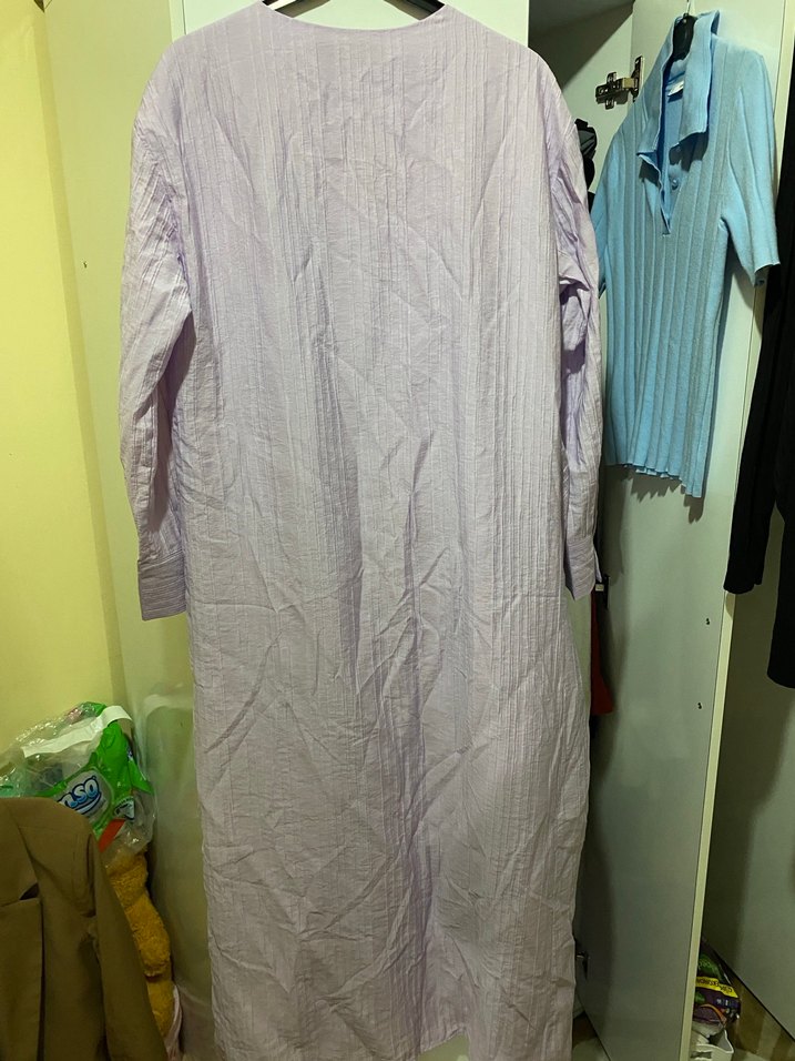 Uzun Lila Kadın hırka - Görsel 4