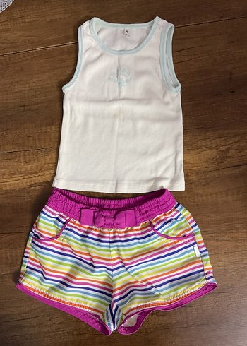 Nakışlı Beyaz Çocuk Atlet Ve Renkli Şort - Görsel 6