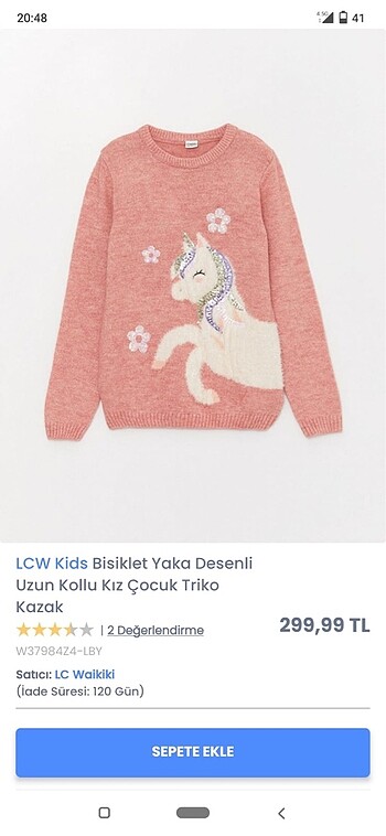 LCW kız çocuk kazak