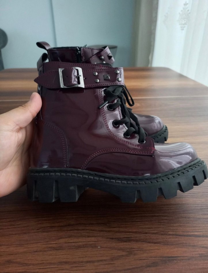 Bordo rugan deri Kız Çocuk  Bot çizme 31 - Görsel 4