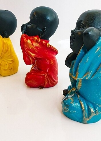 3lü buddha heykel meditasyon buddha - Görsel 2