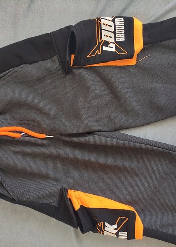 Erkek çocuk Gri Fermuarlı Streetwear Eşofman Altı