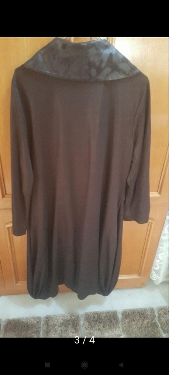 Düğmeli Kahverengi Kadın Uzun çok şık duruşu var - Görsel 3