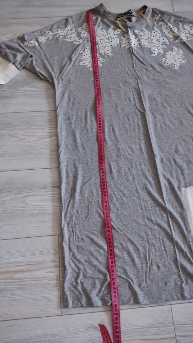 Gri Nakışlı Dantel Detaylı  Tunik - Görsel 3