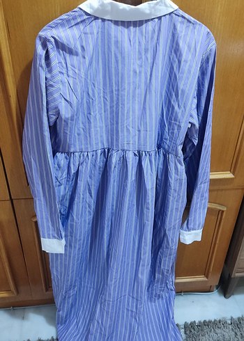 Uzun Kollu, büzgülü Mor Kadın Elbise - Görsel 2