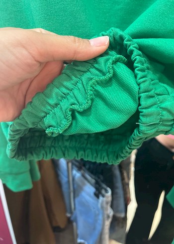 xs Beden yeşil Renk İnce Yeşil Crop Sweatshirt