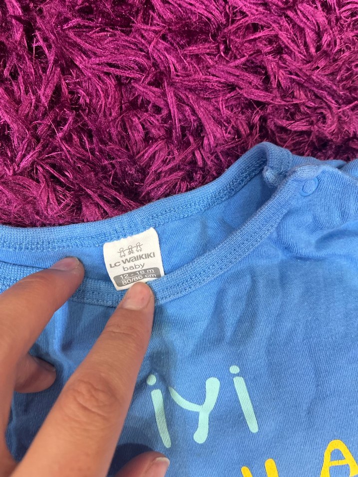 12/18 ay Çocuk Mavi Baskılı Uzun Kollu Tişört - Görsel 2