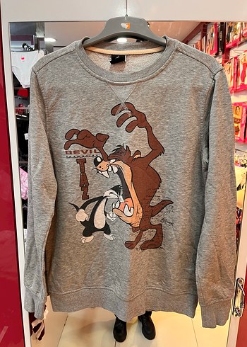 Gri Baskılı Kadın Sweatshirt