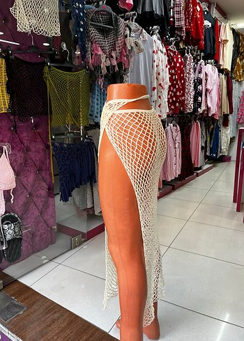 Krem  el örmesi Uzun Pareo - Görsel 4