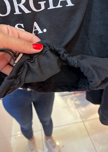 m Beden Siyah Kapüşonlu ince Sweatshirt