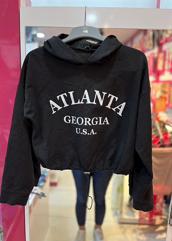 Siyah Kapüşonlu ince Sweatshirt