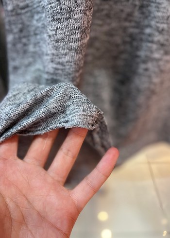 Diğer Kadın Gri Yüksek Yakalı pencereli Triko Kazak
