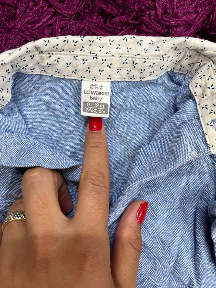 Düğmeli Yakalı Erkek Bebek Body 9/12 ay - Görsel 2