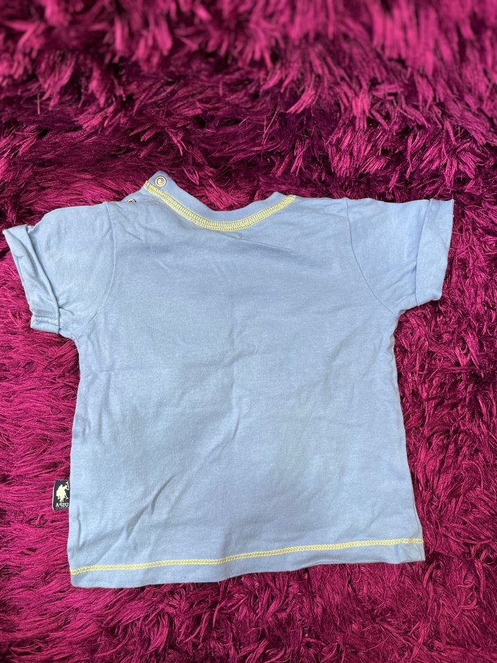 6/9 ay erkek Çocuk Mavi Kısa Kollu Baskılı Tişört - Görsel 3