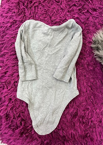 9/12 ay Gri Uzun Kollu  Bebek Body - Görsel 3
