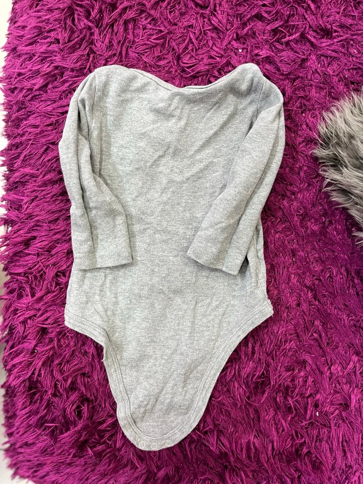 9/12 ay Gri Uzun Kollu  Bebek Body - Görsel 3