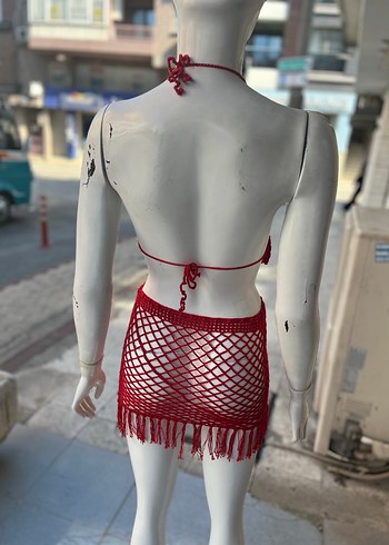 Kırmızı el örmesi  Mini pareo Takımı - Görsel 2