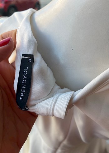 Beyaz Midi  Elbise cepli astarlı - Görsel 5