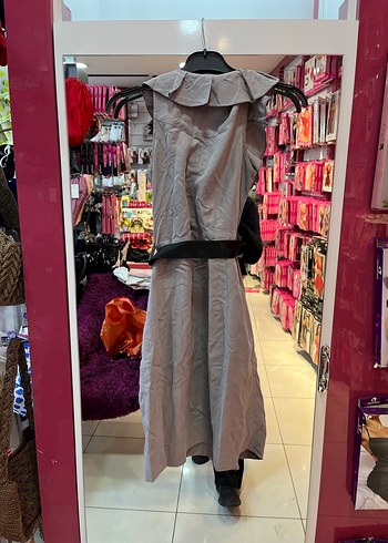 Gri Uzun Kolsuz Kadın şık Elbise - Görsel 4