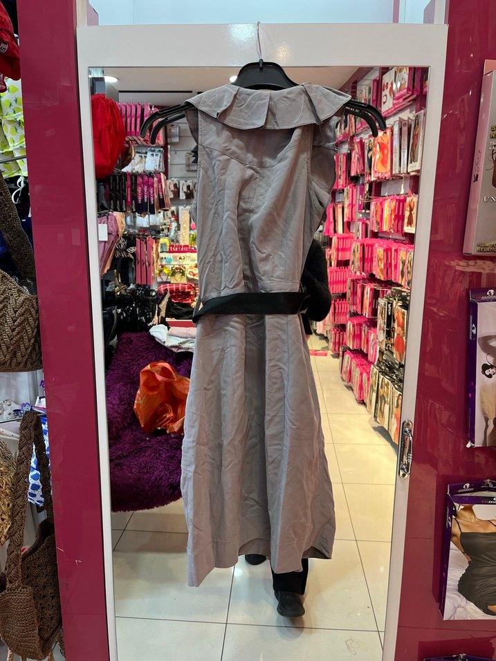 Gri Uzun Kolsuz Kadın şık Elbise - Görsel 4