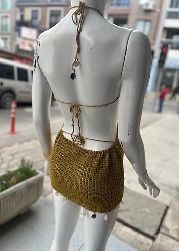 Örgü Mini pareo Elbise - Görsel 5