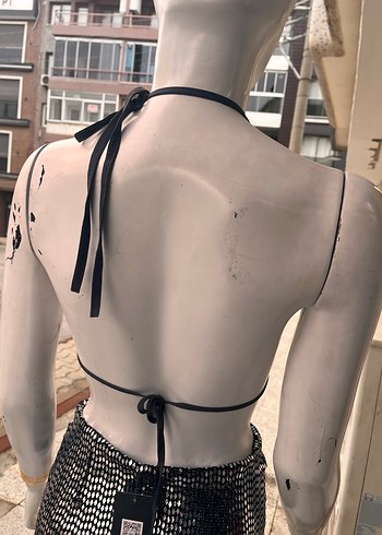 SM Gri Pul İşlemeli  Mini Büstiyer - Görsel 4