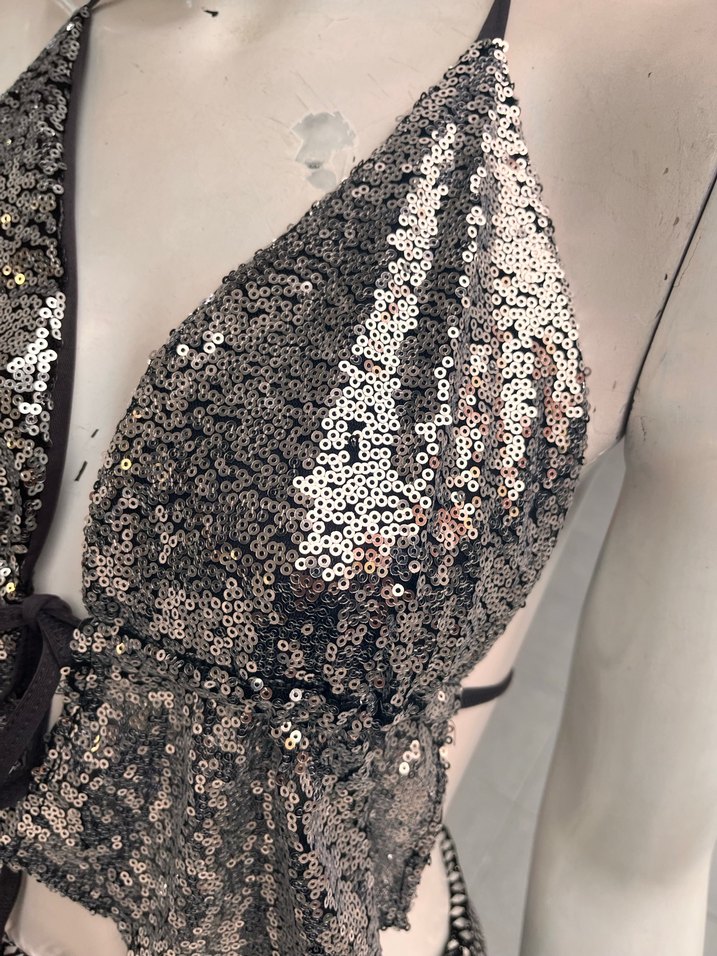 SM Gri Pul İşlemeli  Mini Büstiyer - Görsel 2