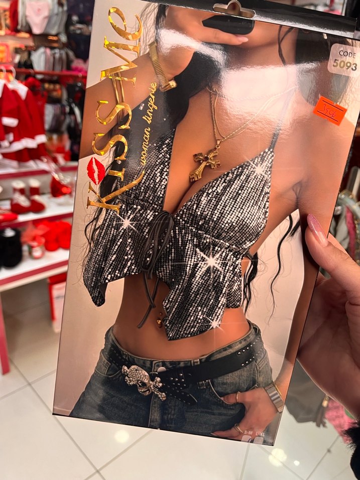 SM Gri Pul İşlemeli  Mini Büstiyer - Görsel 3