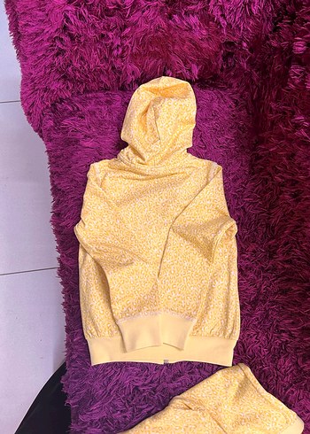 Kız Çocuk Sarı Kapüşonlu Fermuarlı Eşofman Takımı - Görsel 5