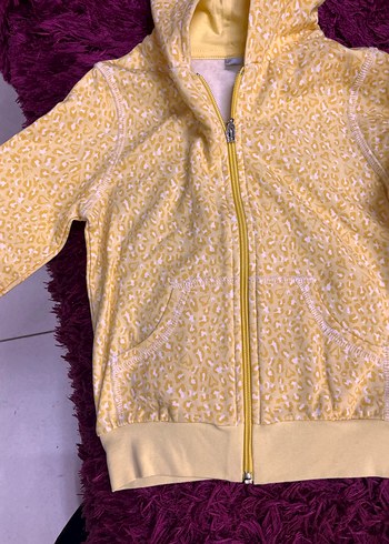 Kız Çocuk Sarı Kapüşonlu Fermuarlı Eşofman Takımı - Görsel 4