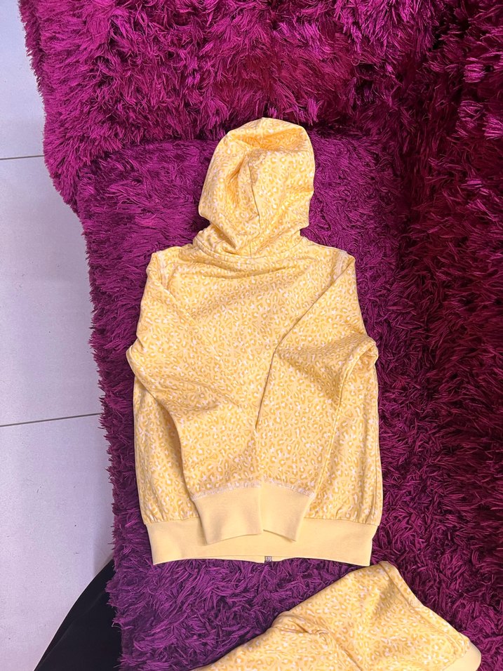 Kız Çocuk Sarı Kapüşonlu Fermuarlı Eşofman Takımı - Görsel 5