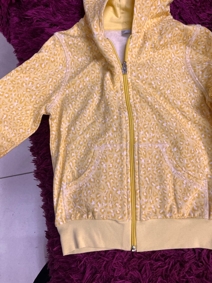 Kız Çocuk Sarı Kapüşonlu Fermuarlı Eşofman Takımı - Görsel 4