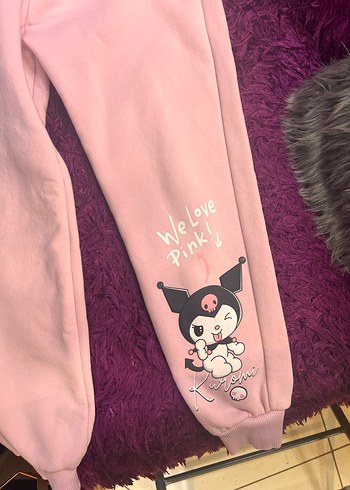 Kız Çocuk Pembe Baskılı Sweatshirt ve Eşofman Takımı 9/10 yaş - Görsel 2