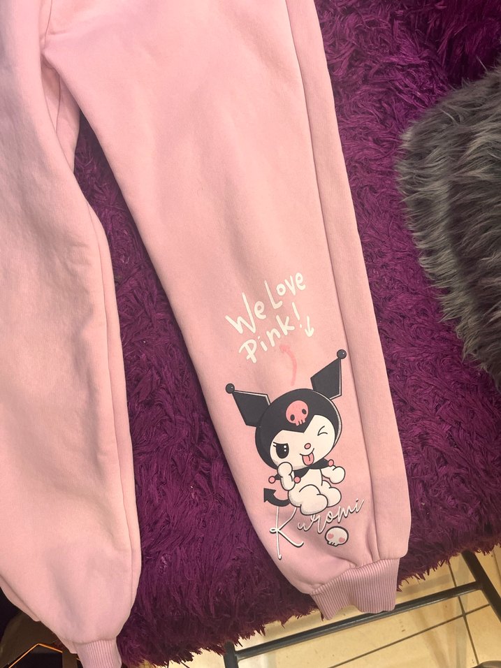 Kız Çocuk Pembe Baskılı Sweatshirt ve Eşofman Takımı 9/10 yaş - Görsel 2