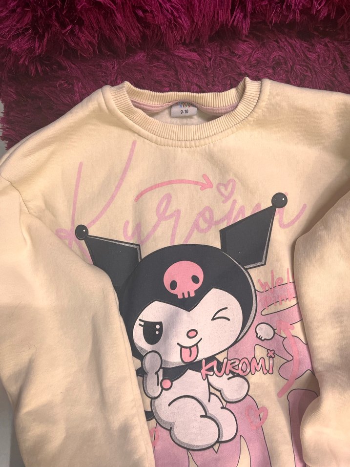 Kız Çocuk Pembe Baskılı Sweatshirt ve Eşofman Takımı 9/10 yaş - Görsel 3