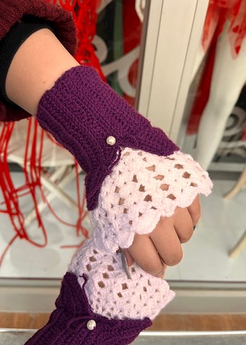 Mor Örgü Gotik Kadın Eldiveni - Görsel 6