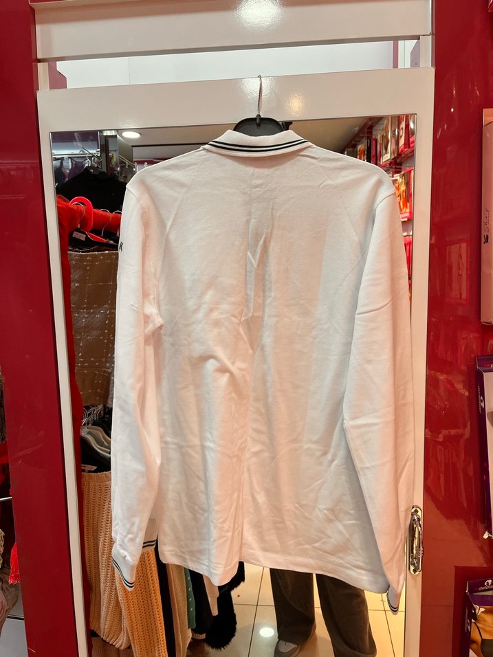 Erkek Beyaz Uzun Kollu Polo Tişört - Görsel 5