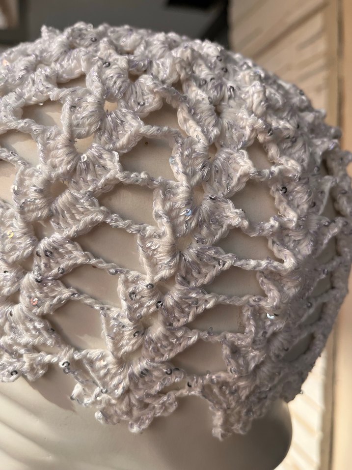 Beyaz Örgü Kadın saç aksesuarı - Görsel 2