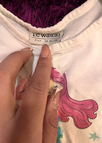 3/4 yaş Kız Çocuk Deniz Kızı Baskılı Tişört - Görsel 4