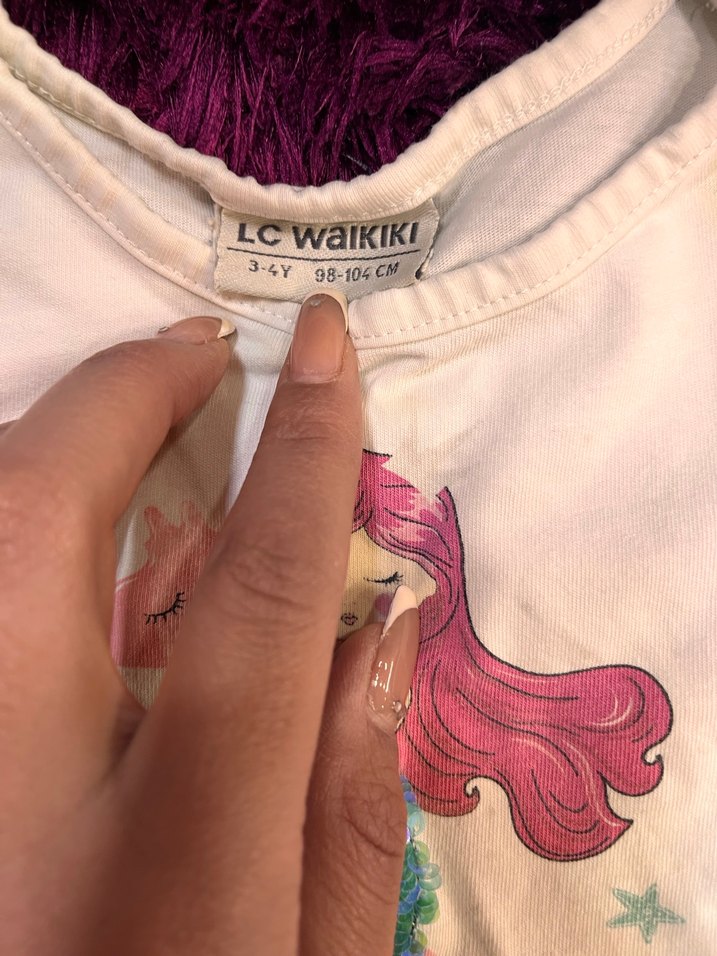 3/4 yaş Kız Çocuk Deniz Kızı Baskılı Tişört - Görsel 4