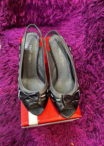 Diğer Sik Siyah Peep Toe Topuklu Ayakkabi