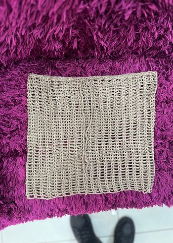 Bej Gri Örgü Mini pareo el örmesi - Görsel 4