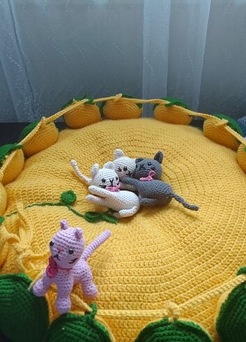  Beden Renk El örgüsü kedi yatağı