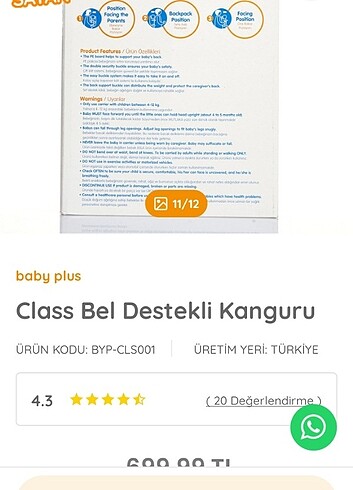 Beden siyah Renk Baby plus kanguru