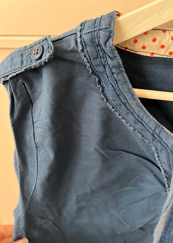 Lacivert Keten Bohem Midi Elbise - Görsel 4